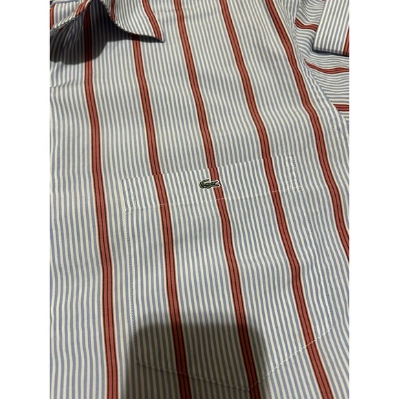 Vintage Lacoste Shirt Mens Size 42 Button Up Striped Made In Hong Kong Y2k Top - Picture 5 of 7